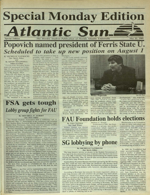 Newspaper Article- Popovich to leave FAU