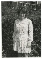 Woman standing outside the Administration Building